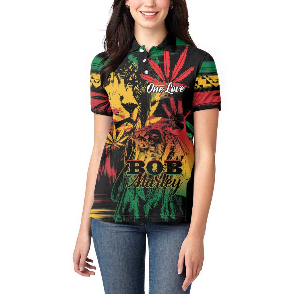 Personalized Reggae King Marley One Love Women Polo Shirt Rastafarian Lion Grunge - Wonder Print Shop