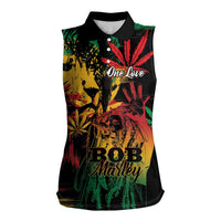 Personalized Reggae King Marley One Love Women Sleeveless Polo Shirt Rastafarian Lion Grunge - Wonder Print Shop