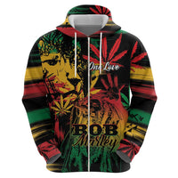 Personalized Reggae King Marley One Love Zip Hoodie Rastafarian Lion Grunge - Wonder Print Shop