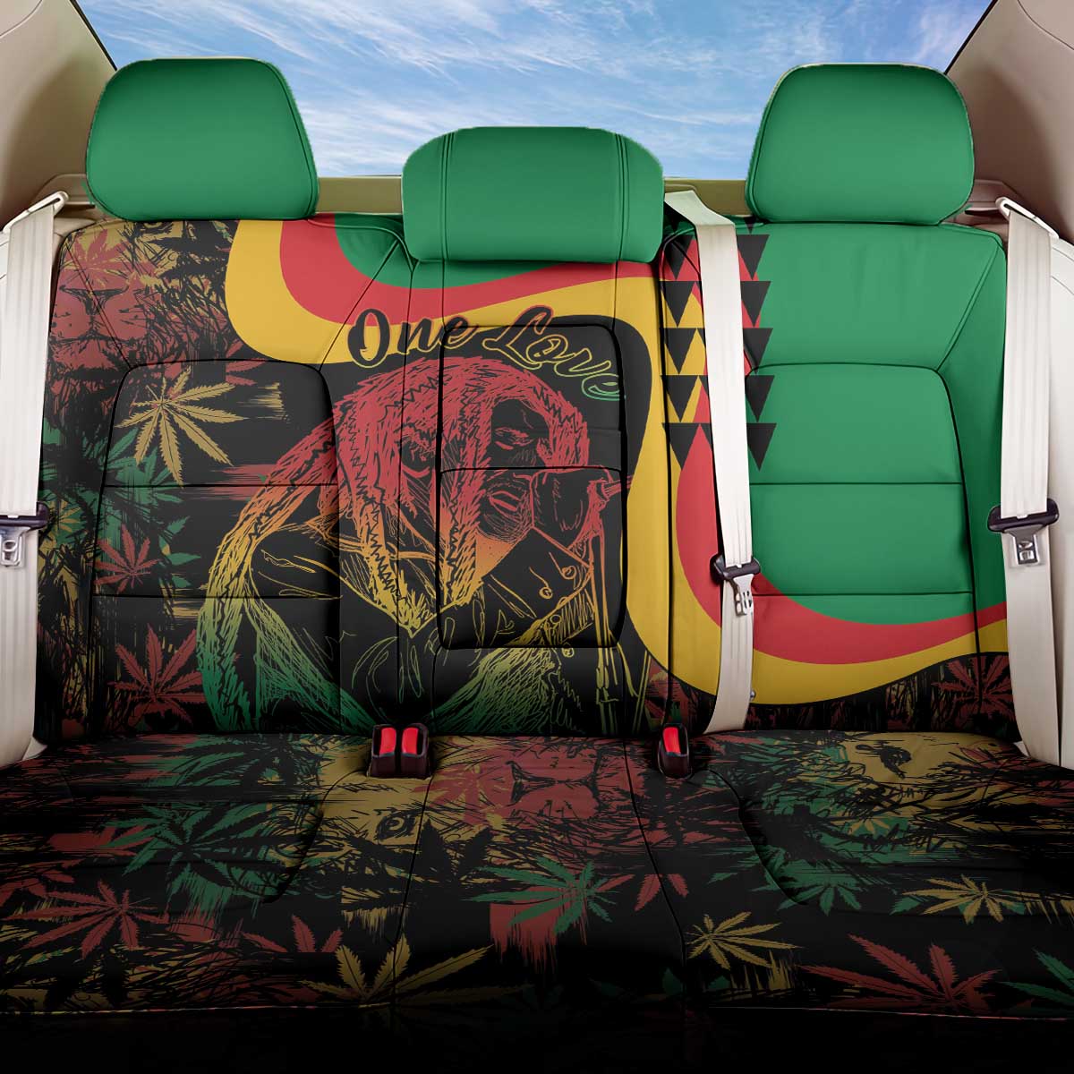 Legend Reggae Marley Back Car Seat Cover Kakau Jawaiian
