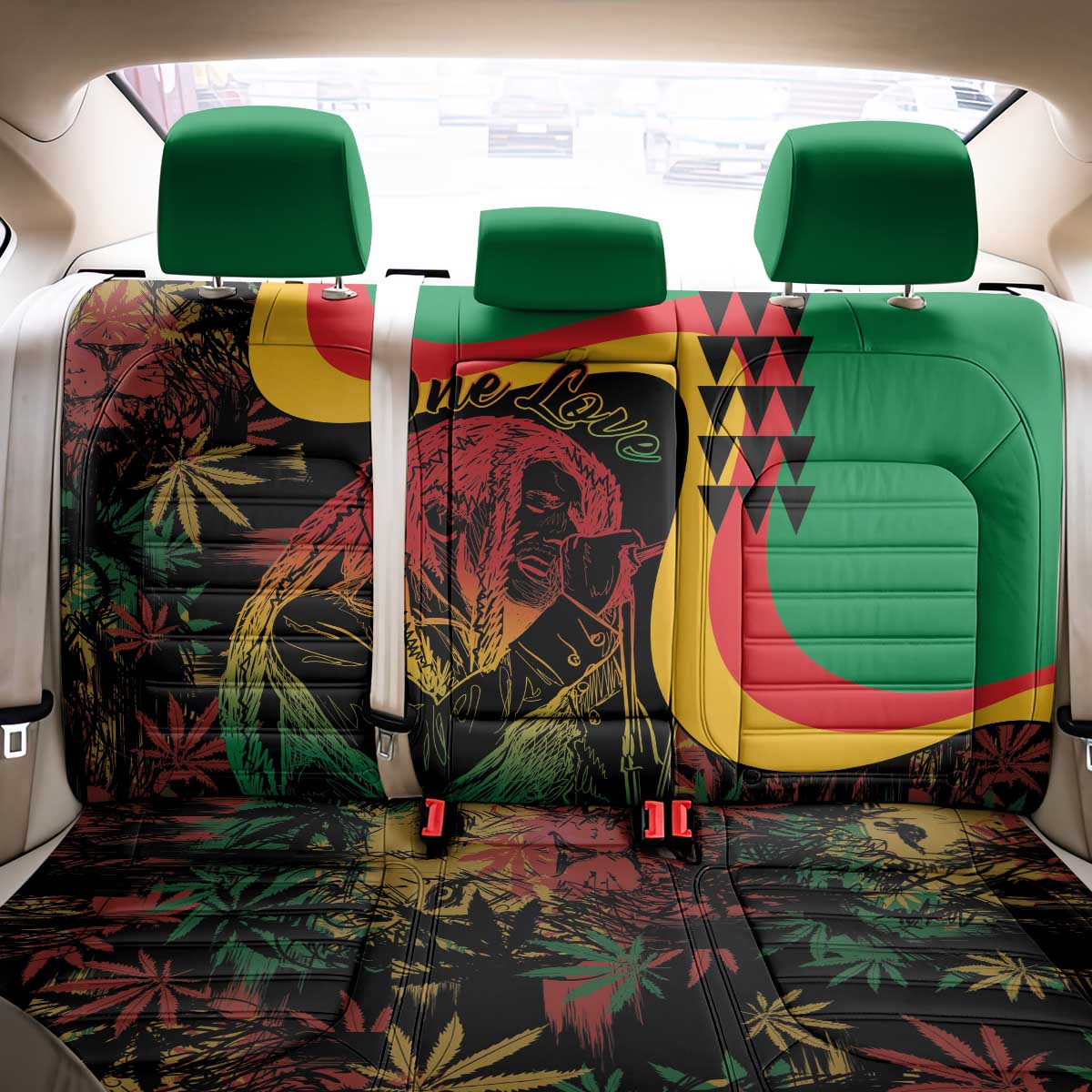 Legend Reggae Marley Back Car Seat Cover Kakau Jawaiian