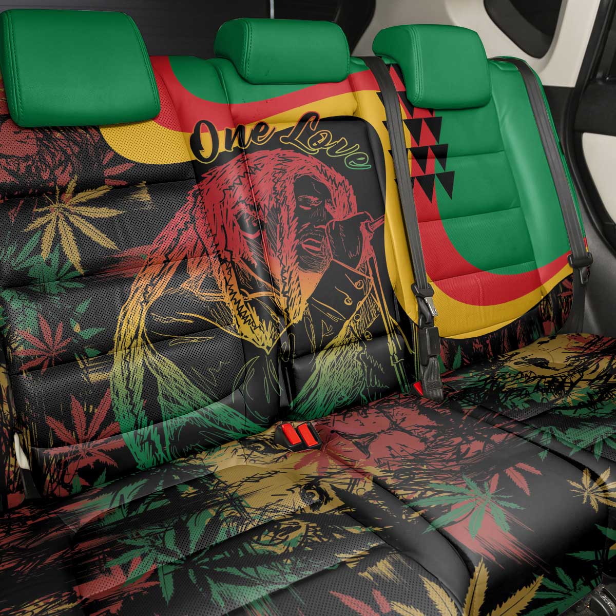 Legend Reggae Marley Back Car Seat Cover Kakau Jawaiian
