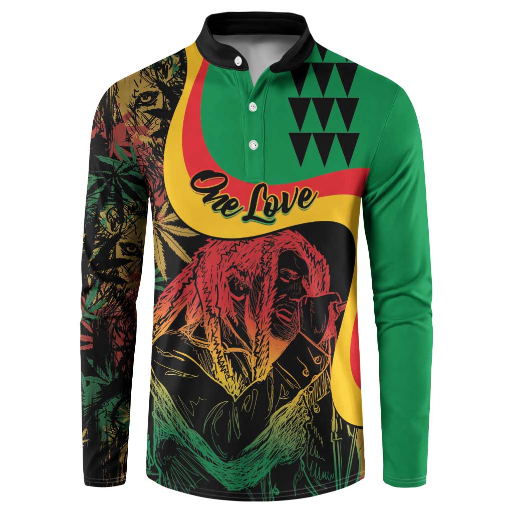 Personalized Legend Reggae Marley Button Sweatshirt Kakau Jawaiian