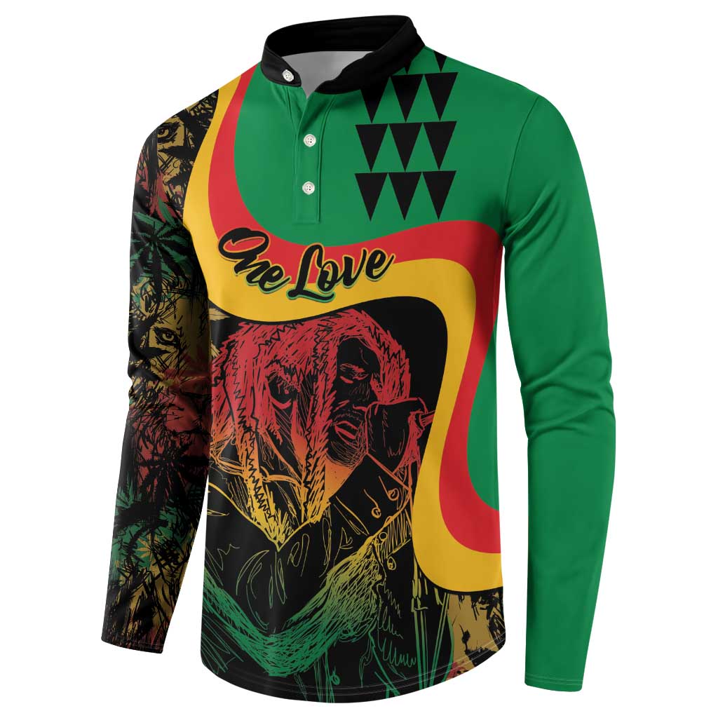 Personalized Legend Reggae Marley Button Sweatshirt Kakau Jawaiian