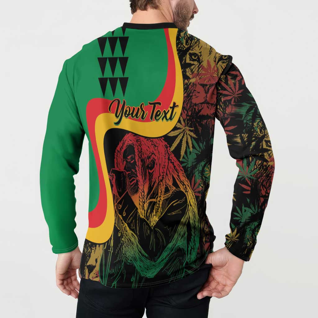 Personalized Legend Reggae Marley Button Sweatshirt Kakau Jawaiian