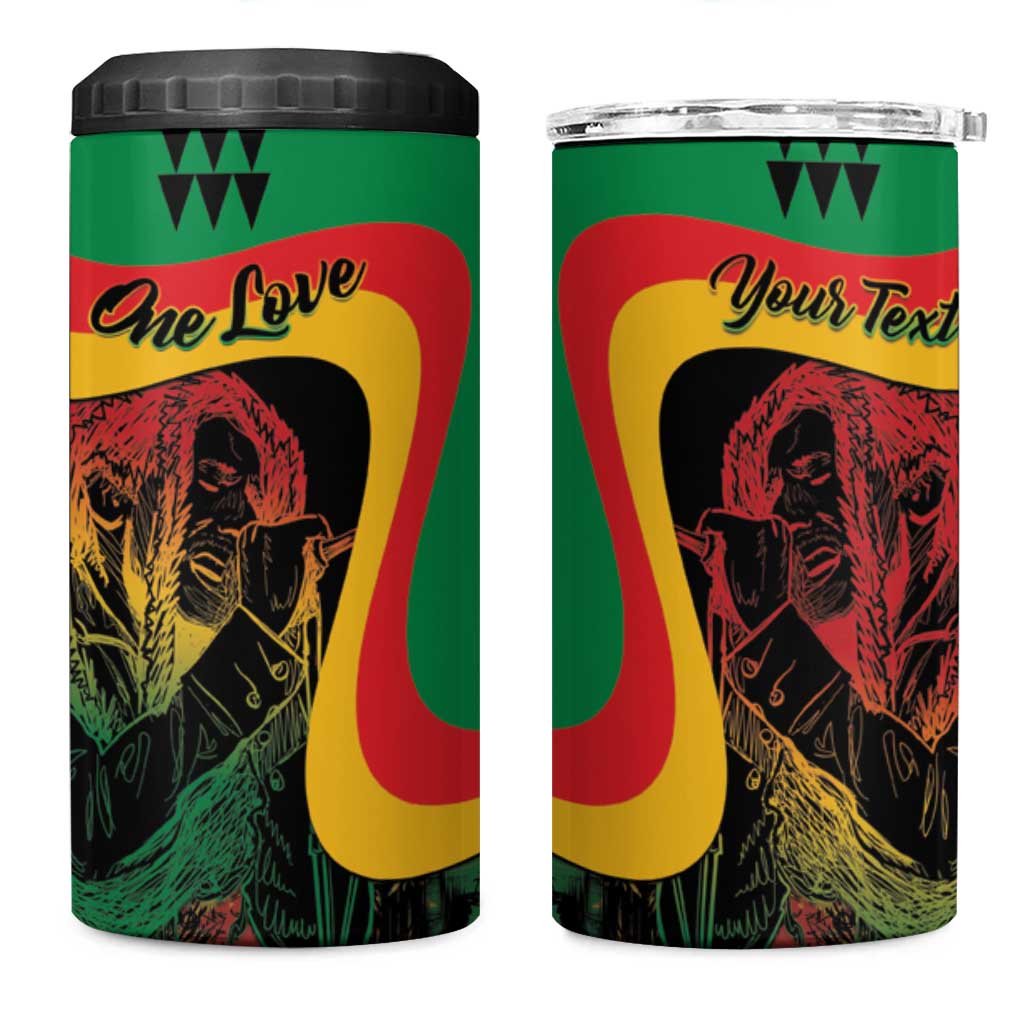 Personalized Legend Reggae Marley 4 in 1 Can Cooler Tumbler Kakau Jawaiian