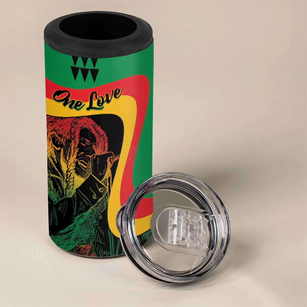 Personalized Legend Reggae Marley 4 in 1 Can Cooler Tumbler Kakau Jawaiian