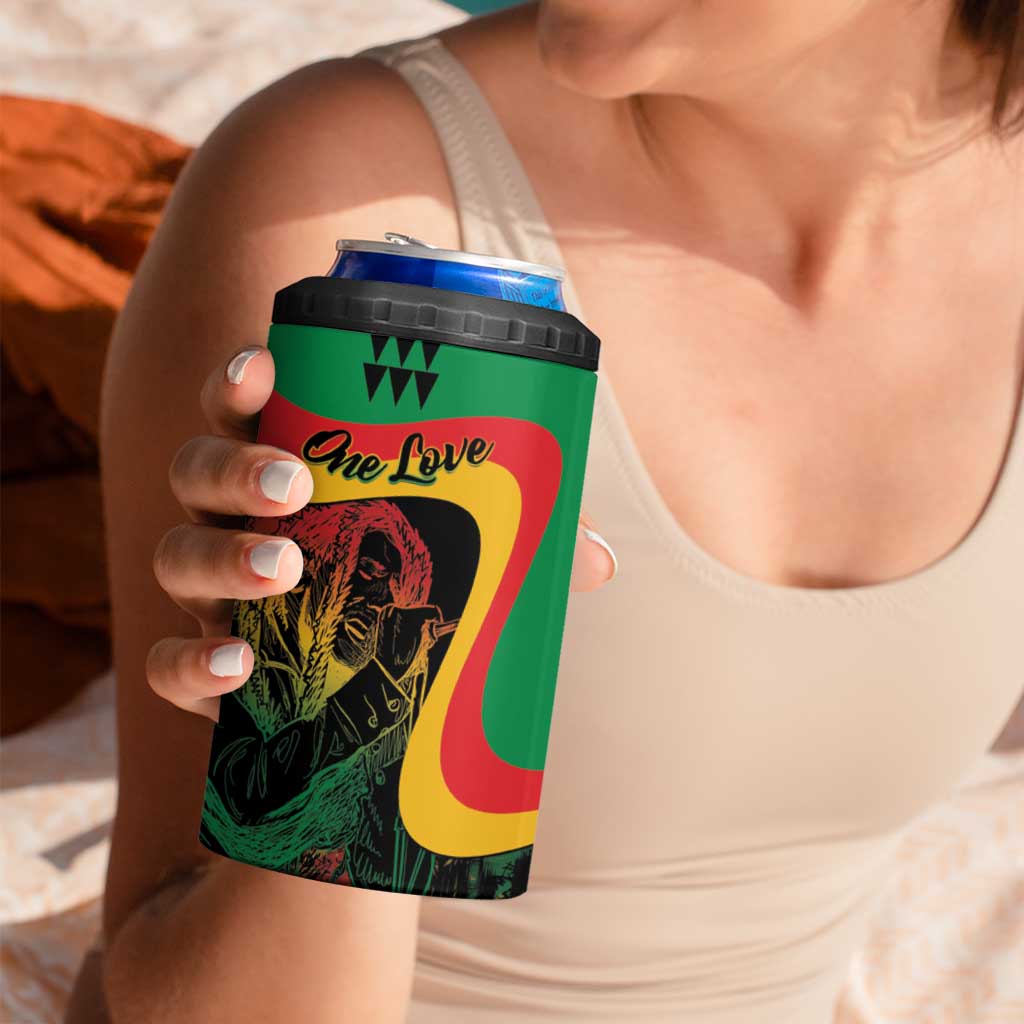 Personalized Legend Reggae Marley 4 in 1 Can Cooler Tumbler Kakau Jawaiian