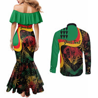 Personalized Legend Reggae Marley Couples Matching Mermaid Dress and Long Sleeve Button Shirt Kakau Jawaiian