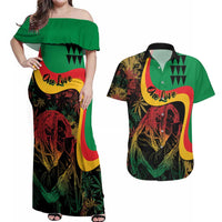 Personalized Legend Reggae Marley Couples Matching Off Shoulder Maxi Dress and Hawaiian Shirt Kakau Jawaiian