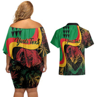 Personalized Legend Reggae Marley Couples Matching Off Shoulder Short Dress and Hawaiian Shirt Kakau Jawaiian