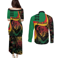 Personalized Legend Reggae Marley Couples Matching Puletasi and Long Sleeve Button Shirt Kakau Jawaiian