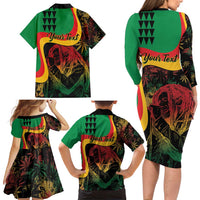Personalized Legend Reggae Marley Family Matching Long Sleeve Bodycon Dress and Hawaiian Shirt Kakau Jawaiian