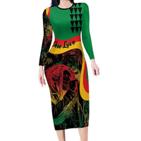 Personalized Legend Reggae Marley Family Matching Long Sleeve Bodycon Dress and Hawaiian Shirt Kakau Jawaiian