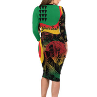 Personalized Legend Reggae Marley Family Matching Long Sleeve Bodycon Dress and Hawaiian Shirt Kakau Jawaiian