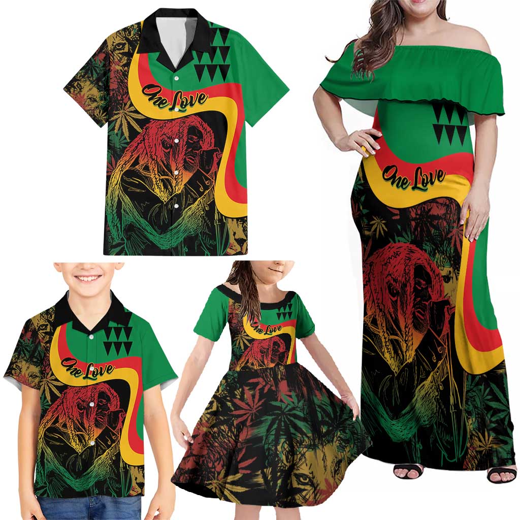 Personalized Legend Reggae Marley Family Matching Off Shoulder Maxi Dress and Hawaiian Shirt Kakau Jawaiian