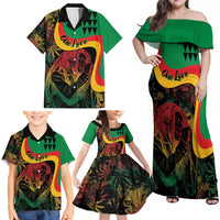 Personalized Legend Reggae Marley Family Matching Off Shoulder Maxi Dress and Hawaiian Shirt Kakau Jawaiian