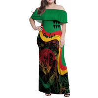 Personalized Legend Reggae Marley Family Matching Off Shoulder Maxi Dress and Hawaiian Shirt Kakau Jawaiian