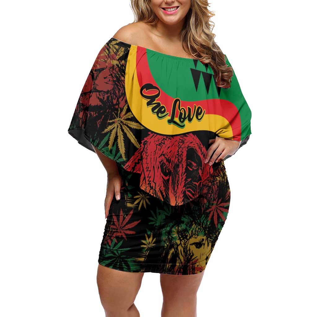 Personalized Legend Reggae Marley Family Matching Off Shoulder Short Dress and Hawaiian Shirt Kakau Jawaiian
