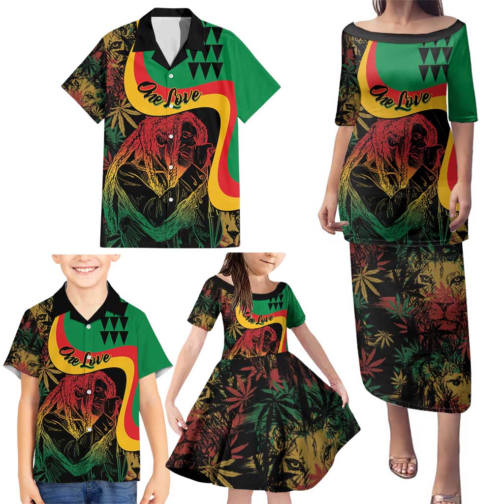 Personalized Legend Reggae Marley Family Matching Puletasi and Hawaiian Shirt Kakau Jawaiian