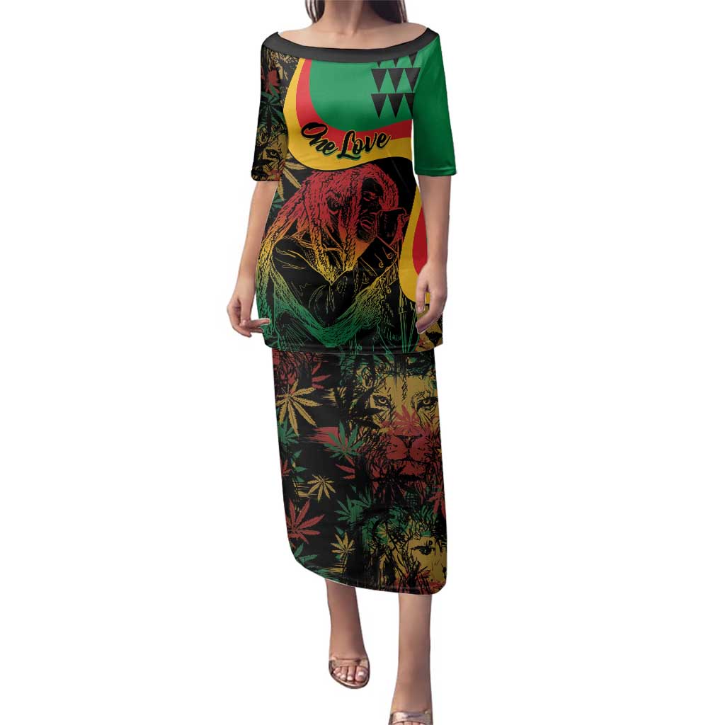 Personalized Legend Reggae Marley Family Matching Puletasi and Hawaiian Shirt Kakau Jawaiian