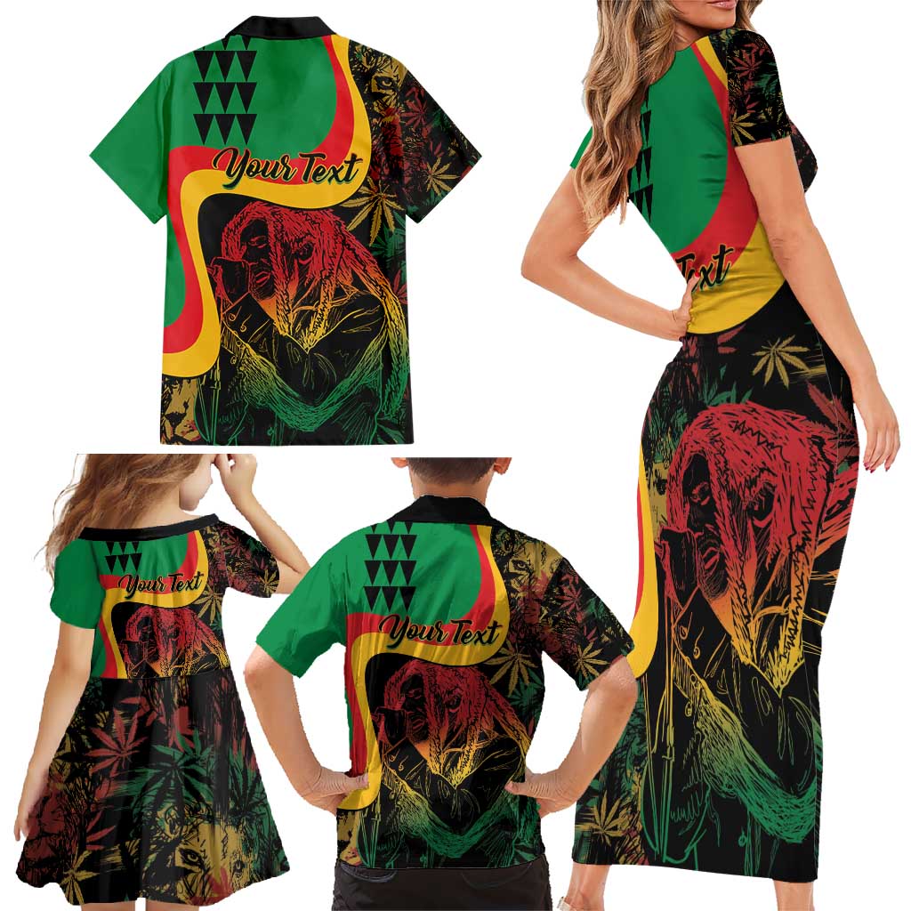 Personalized Legend Reggae Marley Family Matching Short Sleeve Bodycon Dress and Hawaiian Shirt Kakau Jawaiian