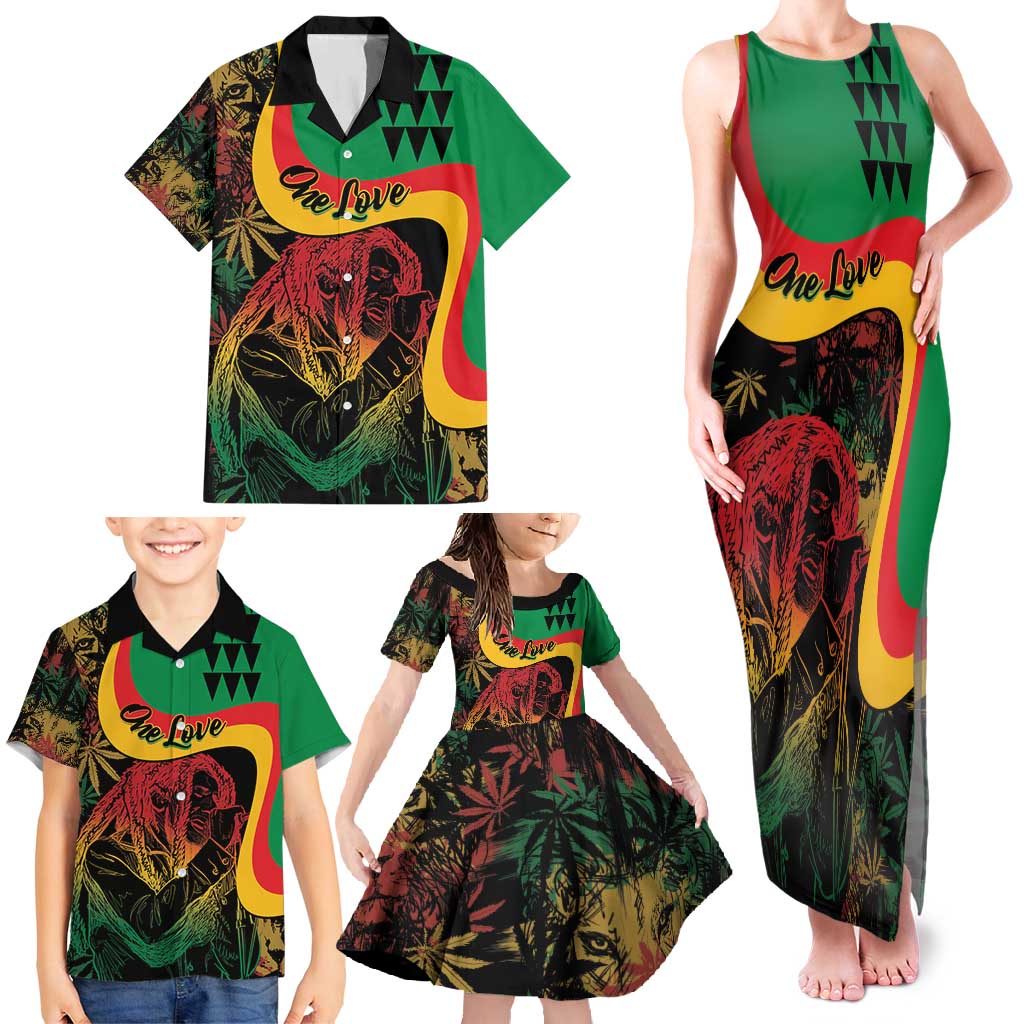 Personalized Legend Reggae Marley Family Matching Tank Maxi Dress and Hawaiian Shirt Kakau Jawaiian
