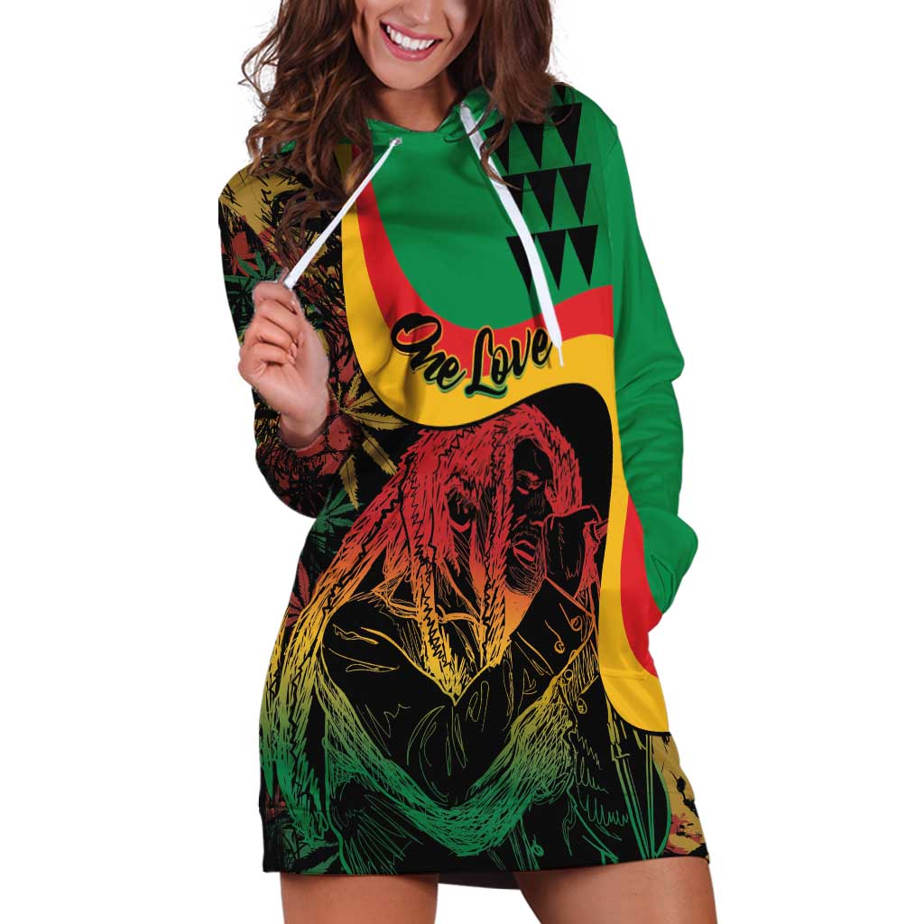 Personalized Legend Reggae Marley Hoodie Dress Kakau Jawaiian