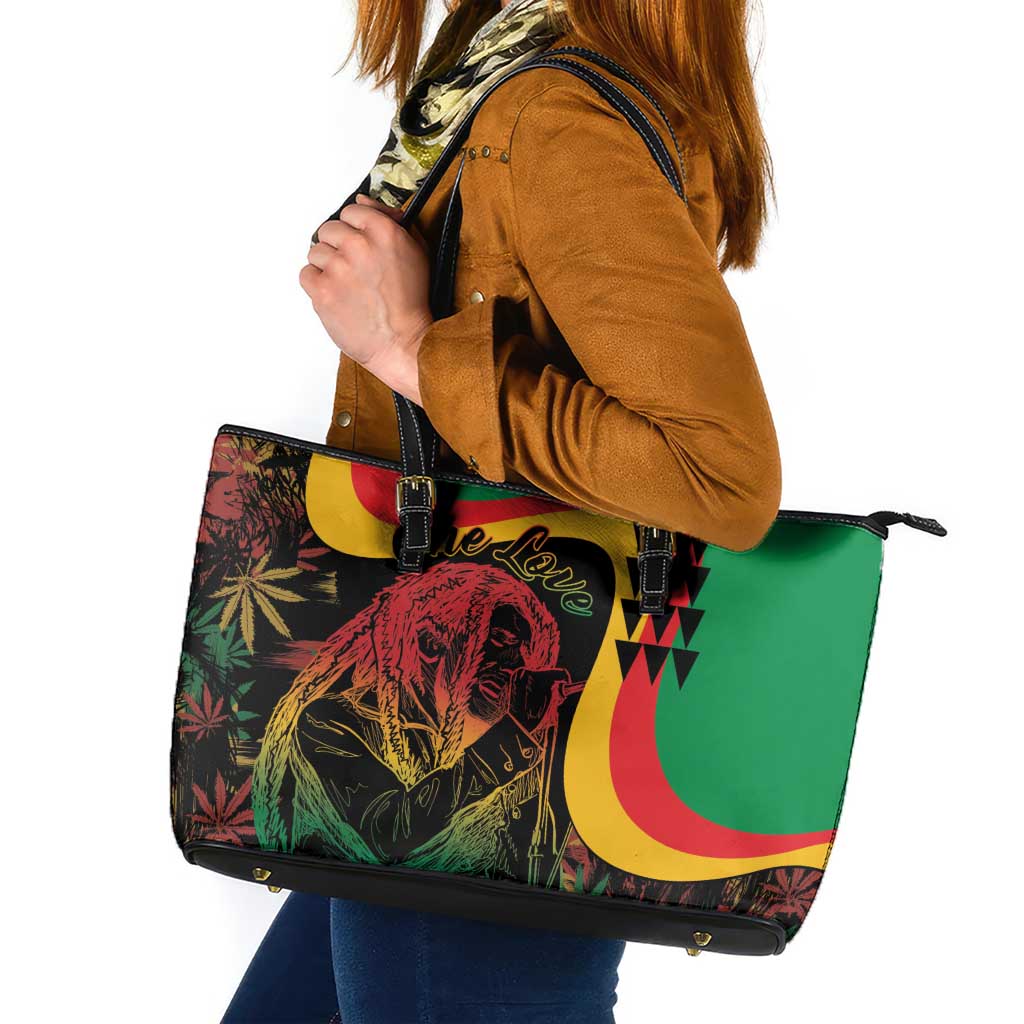 Legend Reggae Marley Leather Tote Bag Kakau Jawaiian