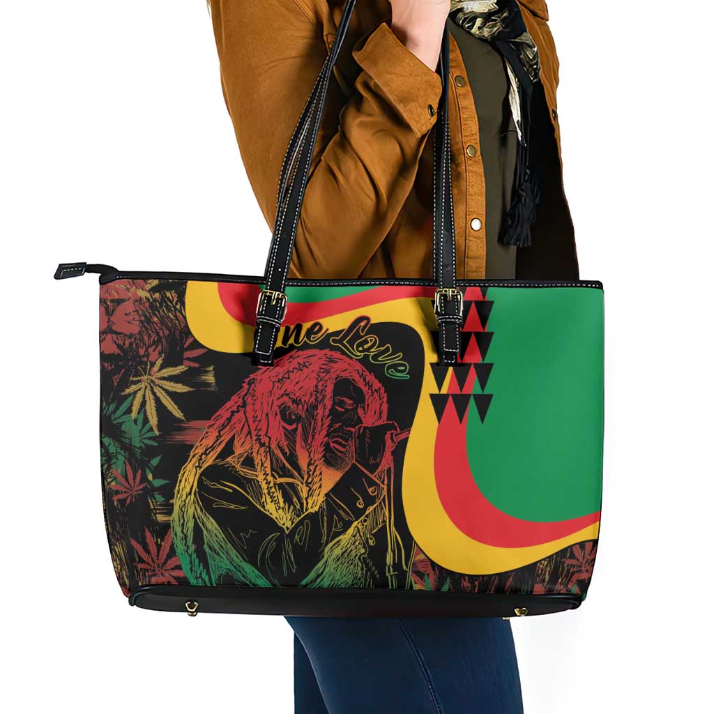 Legend Reggae Marley Leather Tote Bag Kakau Jawaiian