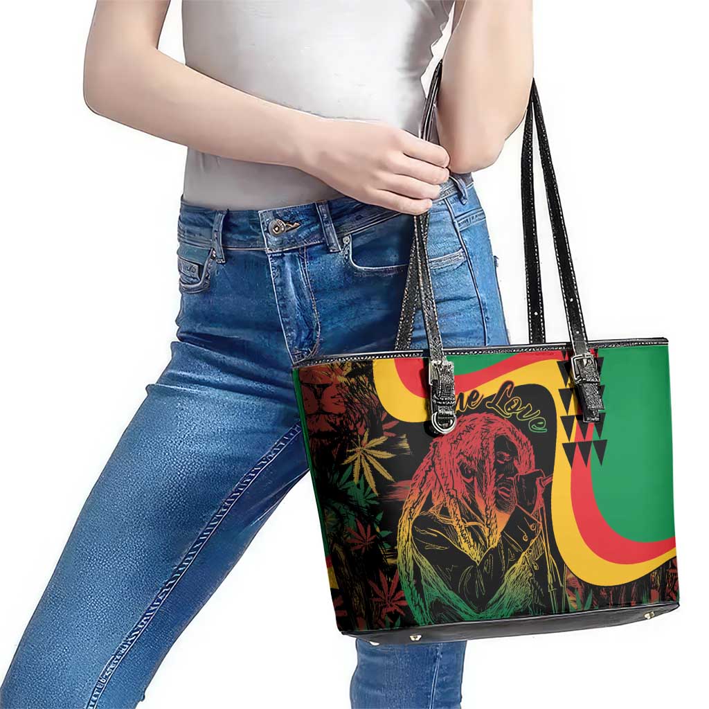Legend Reggae Marley Leather Tote Bag Kakau Jawaiian
