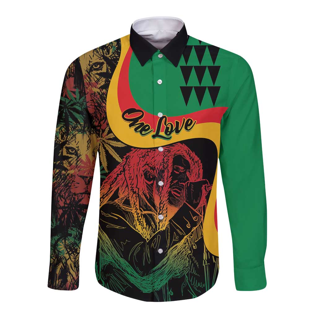 Personalized Legend Reggae Marley Long Sleeve Button Shirt Kakau Jawaiian