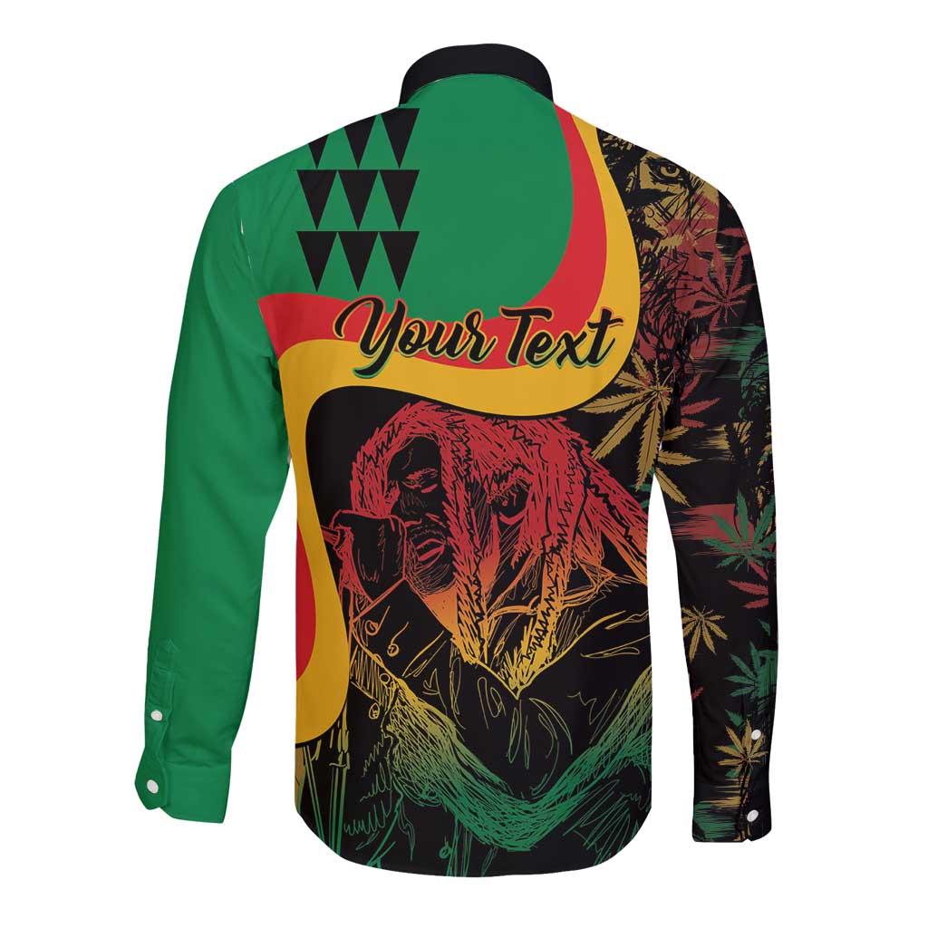 Personalized Legend Reggae Marley Long Sleeve Button Shirt Kakau Jawaiian
