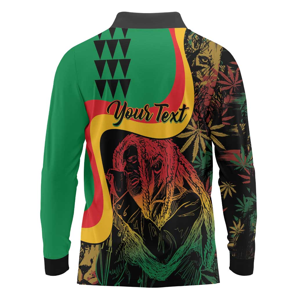 Personalized Legend Reggae Marley Long Sleeve Polo Shirt Kakau Jawaiian
