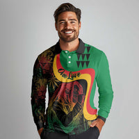 Personalized Legend Reggae Marley Long Sleeve Polo Shirt Kakau Jawaiian