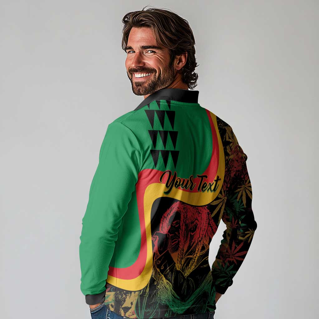 Personalized Legend Reggae Marley Long Sleeve Polo Shirt Kakau Jawaiian