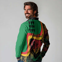Personalized Legend Reggae Marley Long Sleeve Polo Shirt Kakau Jawaiian