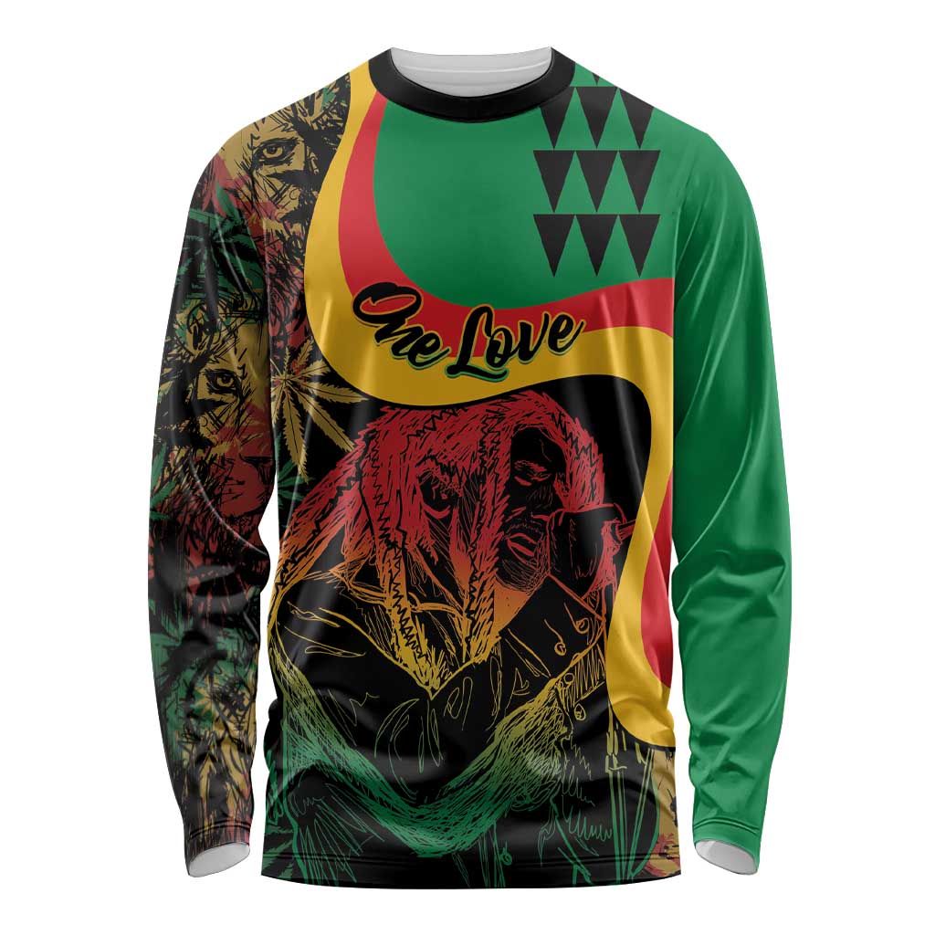 Personalized Legend Reggae Marley Long Sleeve Shirt Kakau Jawaiian