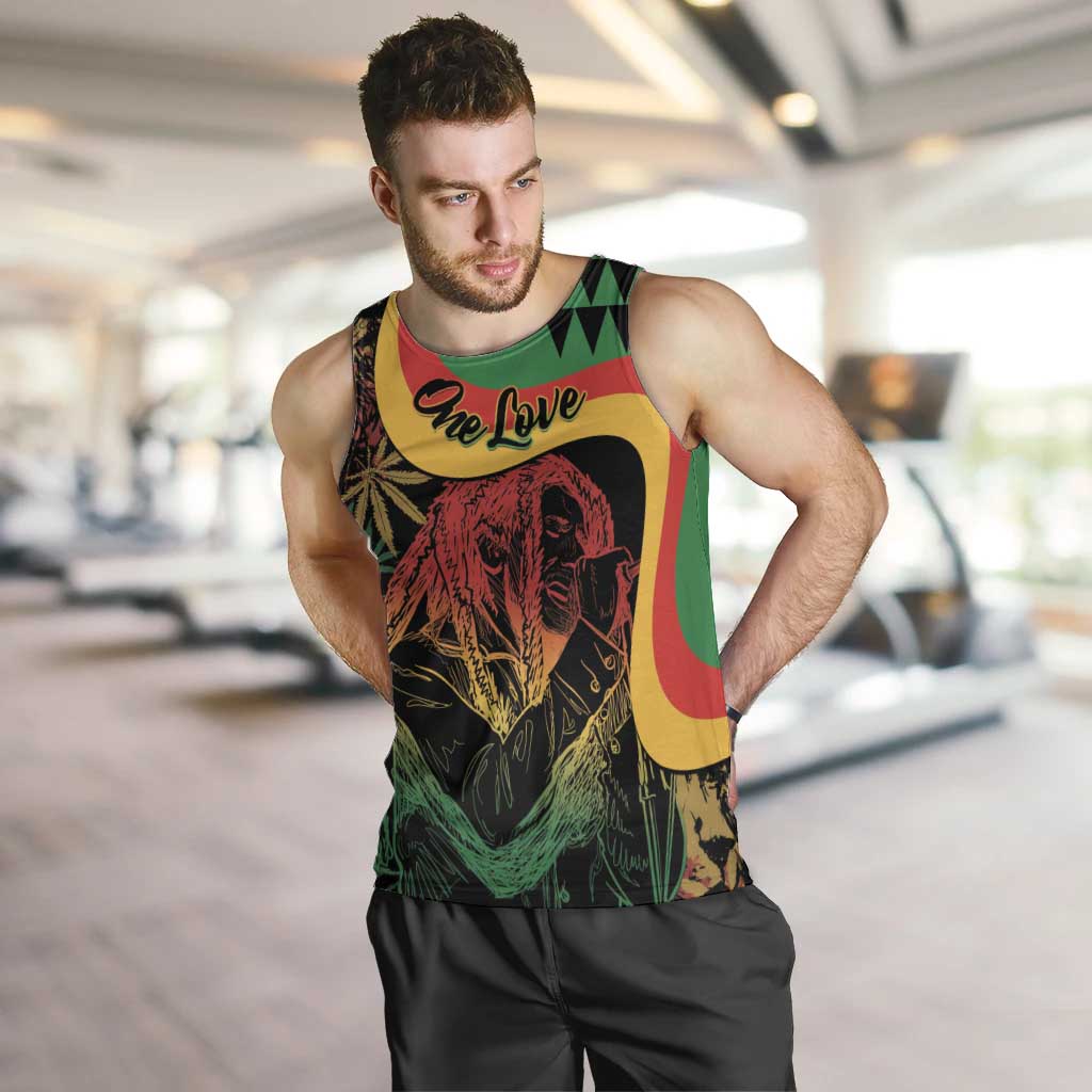 Personalized Legend Reggae Marley Men Tank Top Kakau Jawaiian