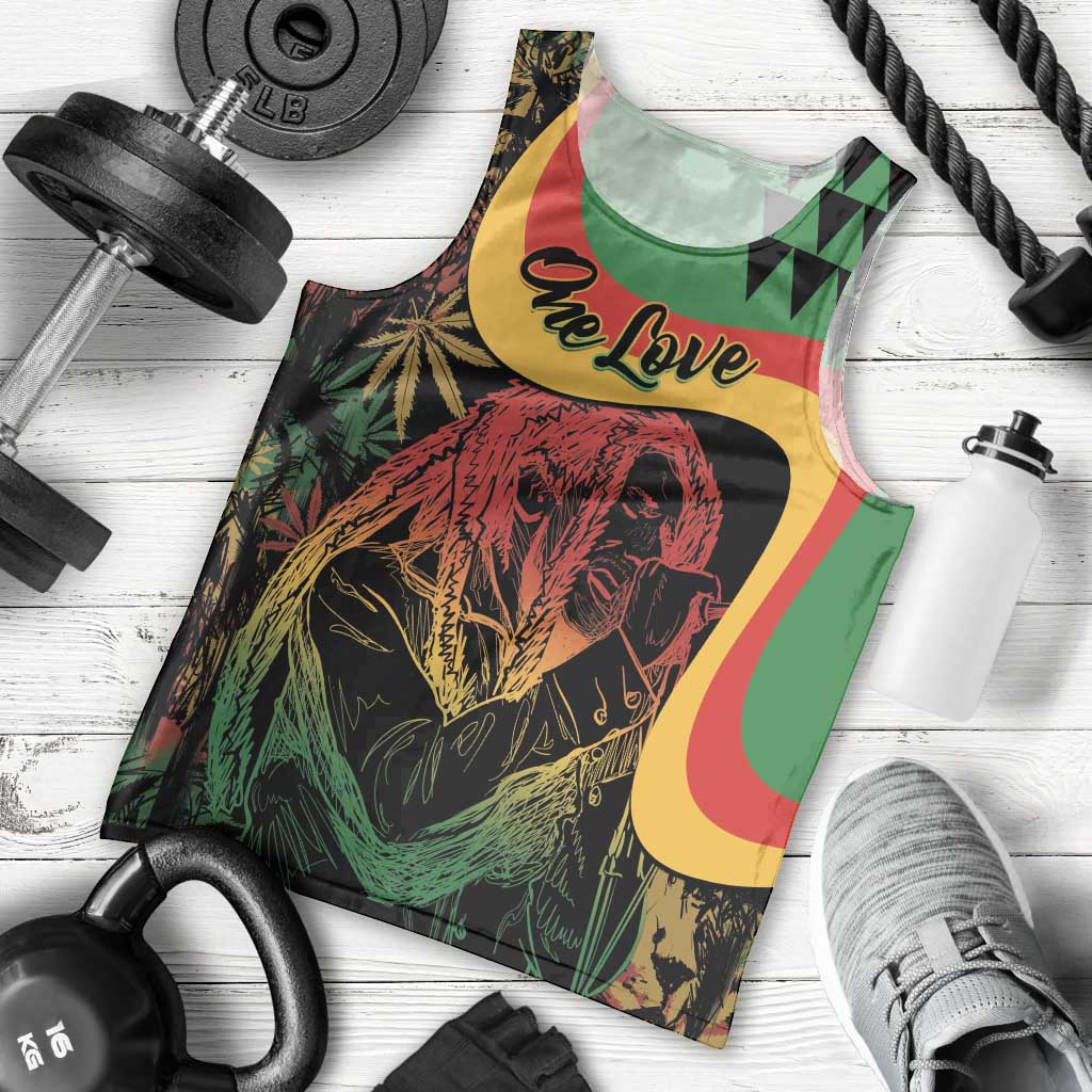 Personalized Legend Reggae Marley Men Tank Top Kakau Jawaiian