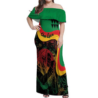 Personalized Legend Reggae Marley Off Shoulder Maxi Dress Kakau Jawaiian