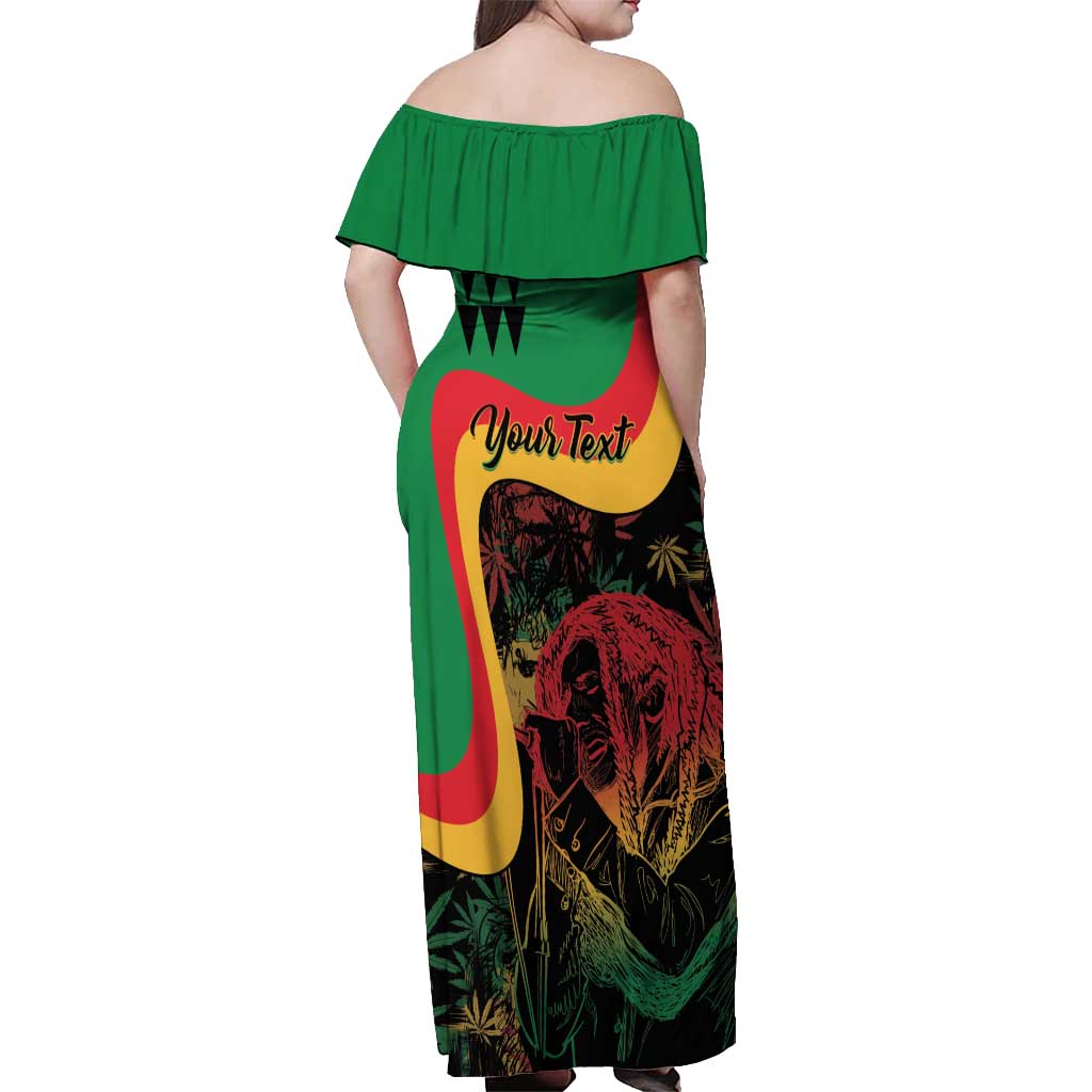 Personalized Legend Reggae Marley Off Shoulder Maxi Dress Kakau Jawaiian