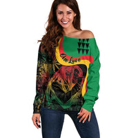 Personalized Legend Reggae Marley Off Shoulder Sweater Kakau Jawaiian