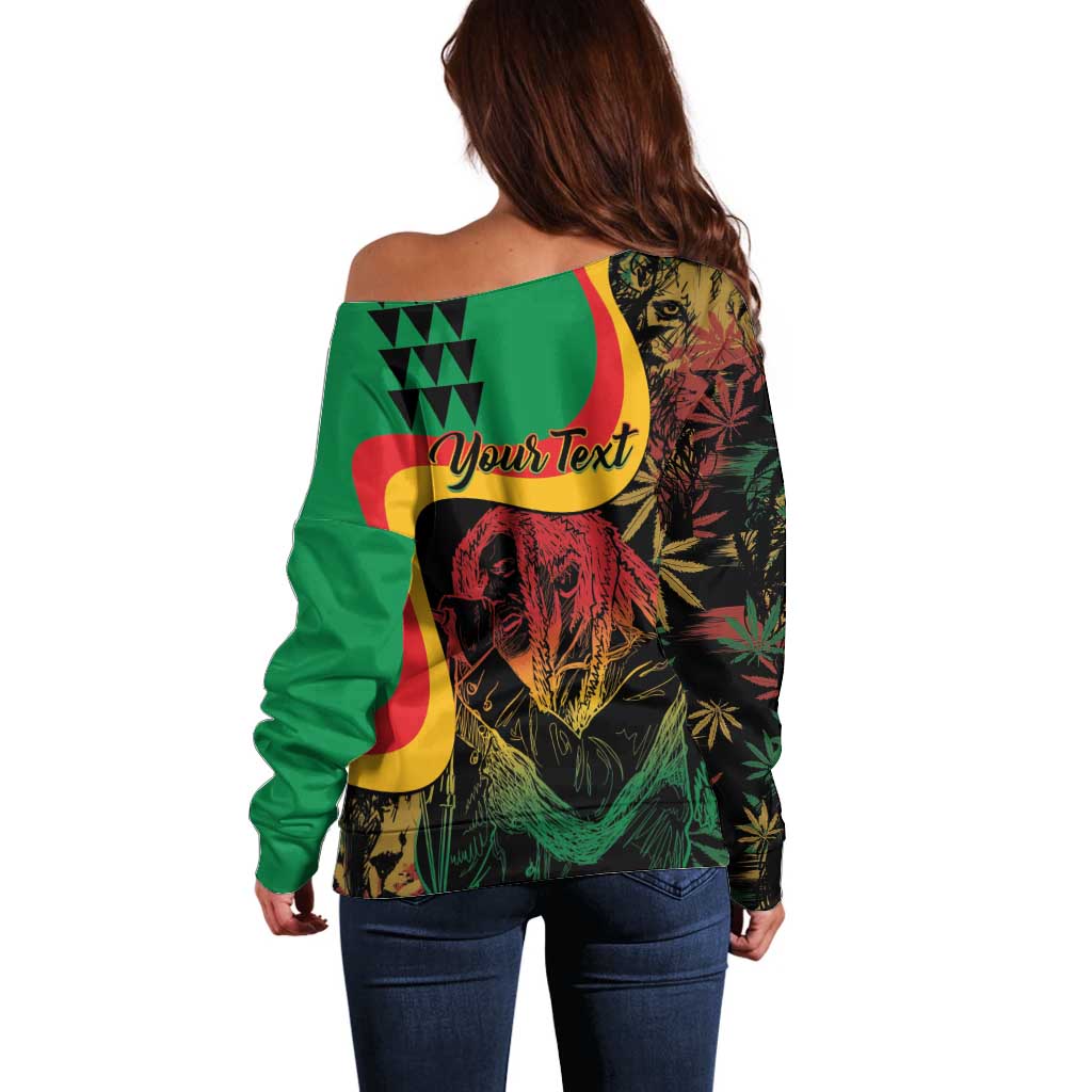 Personalized Legend Reggae Marley Off Shoulder Sweater Kakau Jawaiian