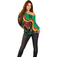 Personalized Legend Reggae Marley Off Shoulder Sweater Kakau Jawaiian
