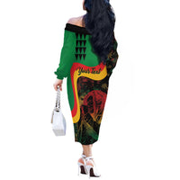 Personalized Legend Reggae Marley Off The Shoulder Long Sleeve Dress Kakau Jawaiian