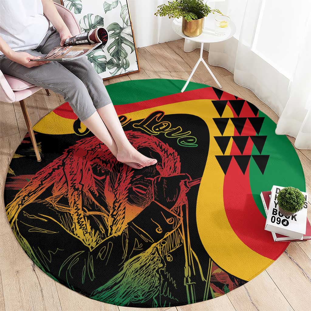 Legend Reggae Marley Round Carpet Kakau Jawaiian - Wonder Print Shop