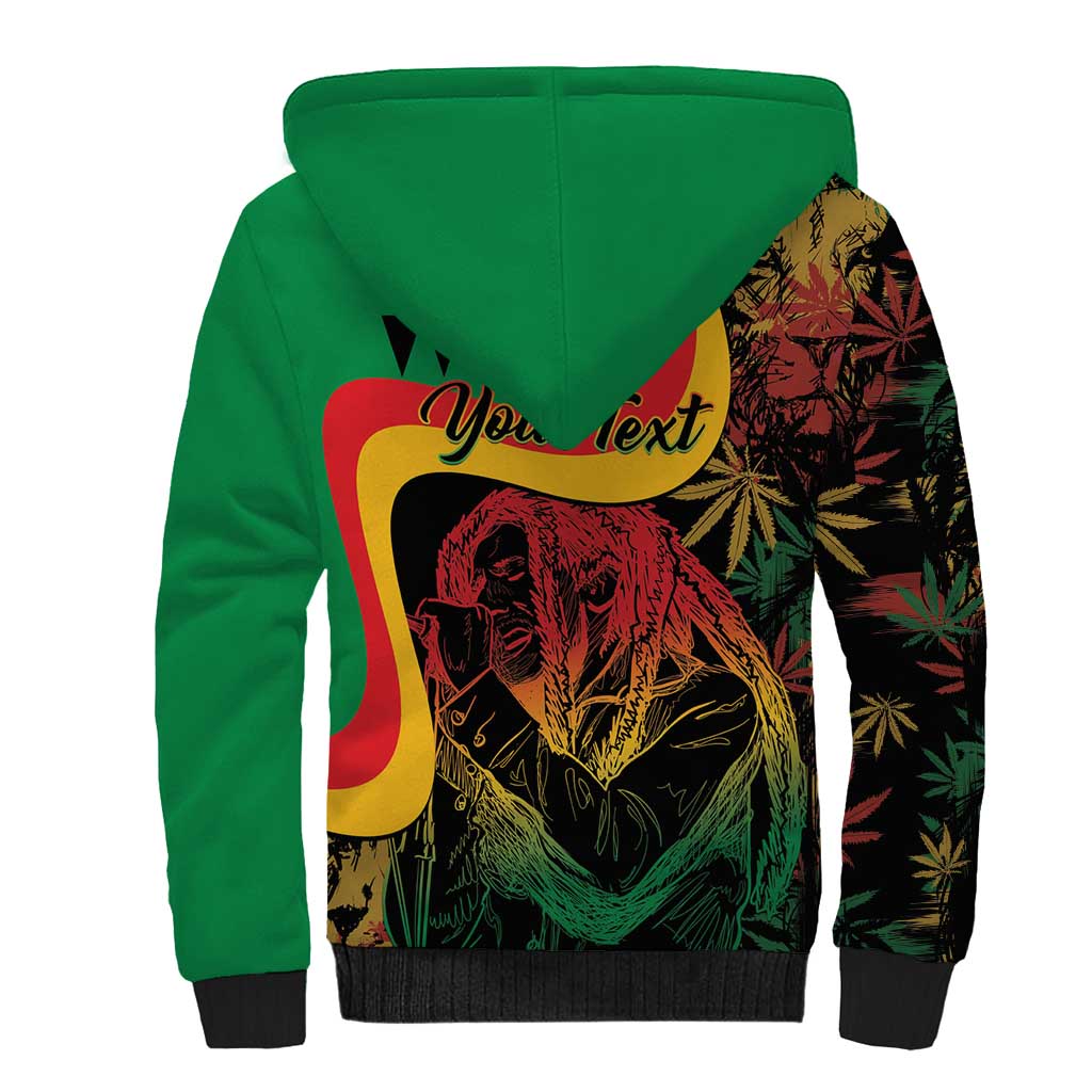 Personalized Legend Reggae Marley Sherpa Hoodie Kakau Jawaiian - Wonder Print Shop