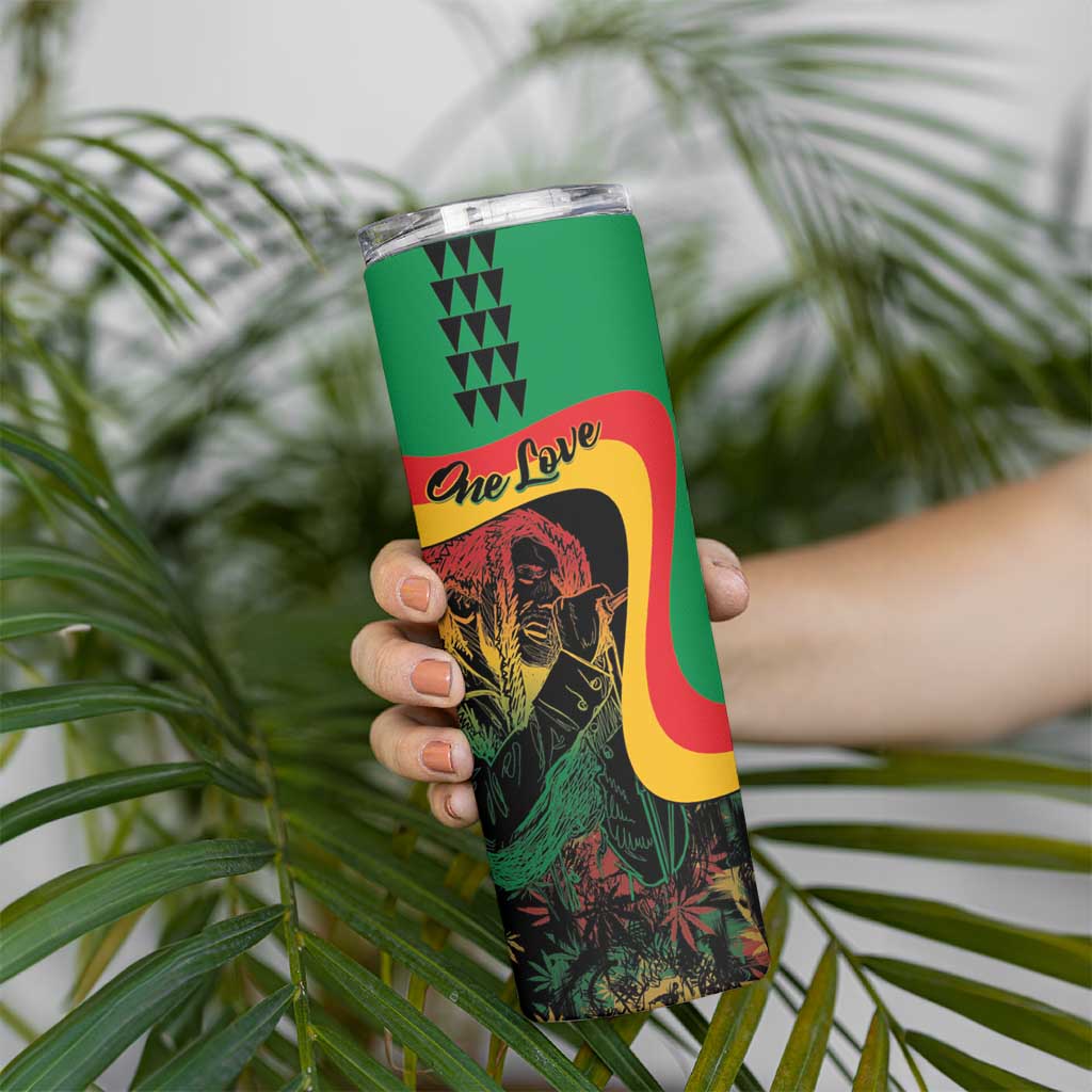 Personalized Legend Reggae Marley Skinny Tumbler Kakau Jawaiian - Wonder Print Shop