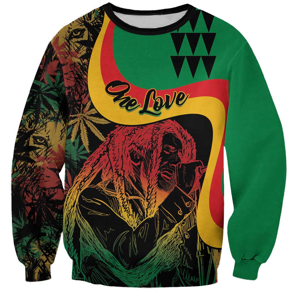 Personalized Legend Reggae Marley Sweatshirt Kakau Jawaiian - Wonder Print Shop